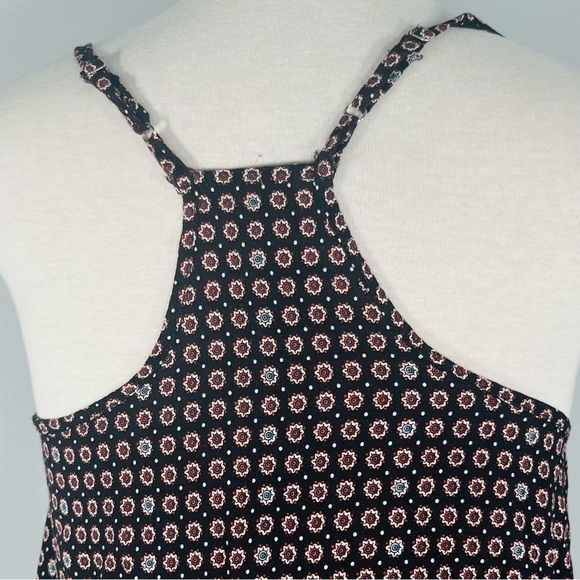 BOHO style tank top a-line lightweight tunic 1 size black with red white floral - Picture 7 of 13